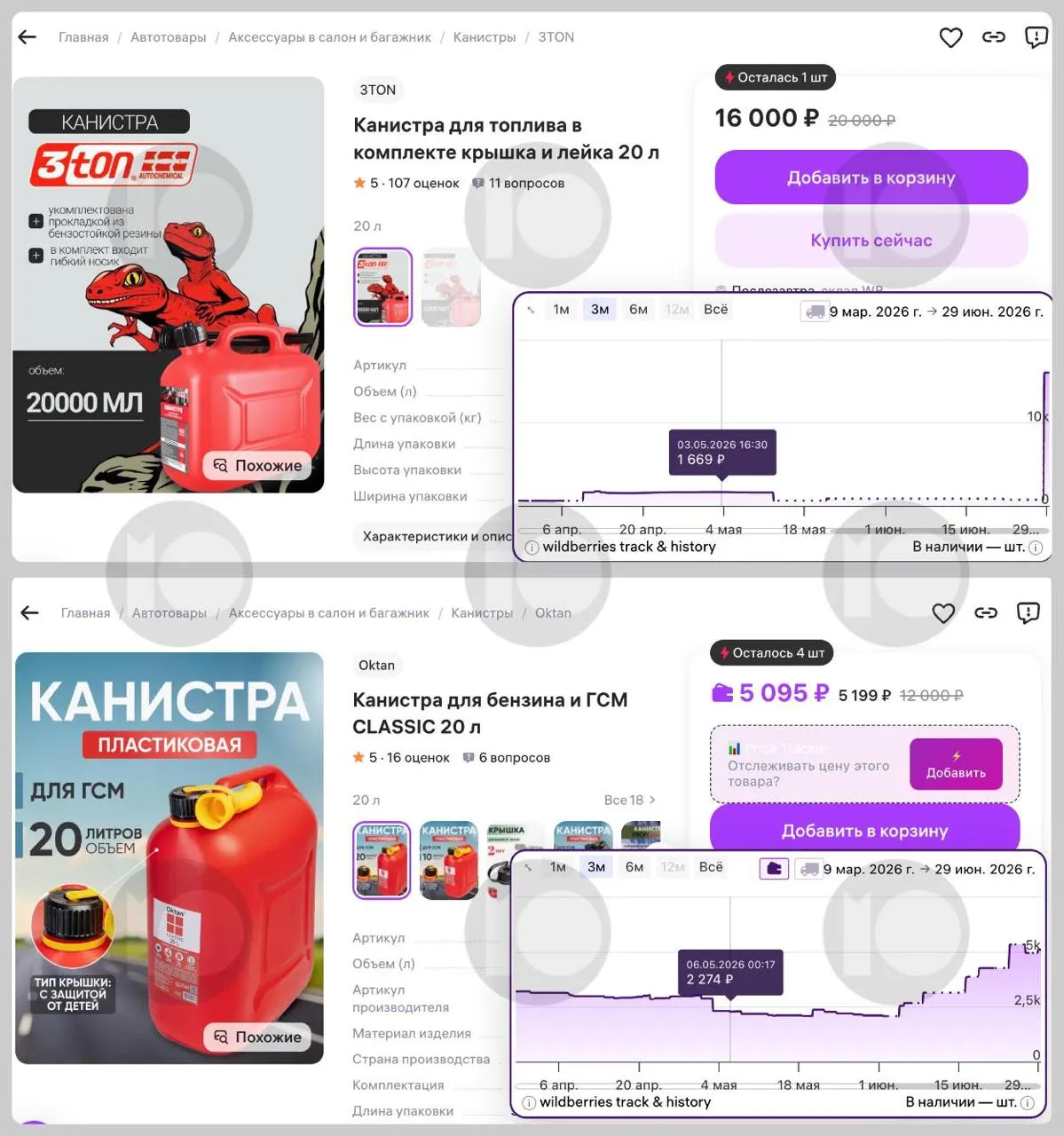 На фоне топливного кризиса цены на популярные 20‑литровые канистры для бензина на маркетплейсах выросли в разы; спрос и перепродажа усугубляют дефицит.