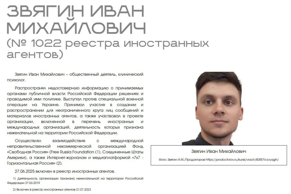 Звягин требует признать публикацию Минюста дискриминационной и нарушающей презумпцию невиновности; в иске фигурируют обвинения в профессиональной дискриминации и превышении полномочий.