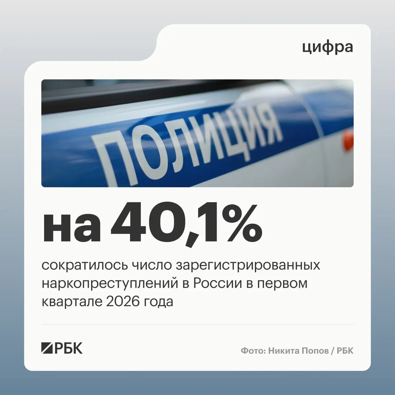 По данным аппарата Совета безопасности России, в первом квартале доля наркопреступлений в общей структуре снизилась с 12,8% до 9,2%, а число таких преступлений уменьшилось на 40,1%.