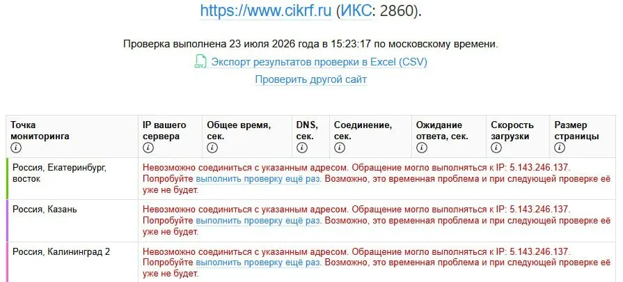 Сайт Центральной избирательной комиссии РФ перестал открываться; сбой совпал с публикацией деклараций кандидатов 21–22 июля. Официальных комментариев от регулятора пока нет.